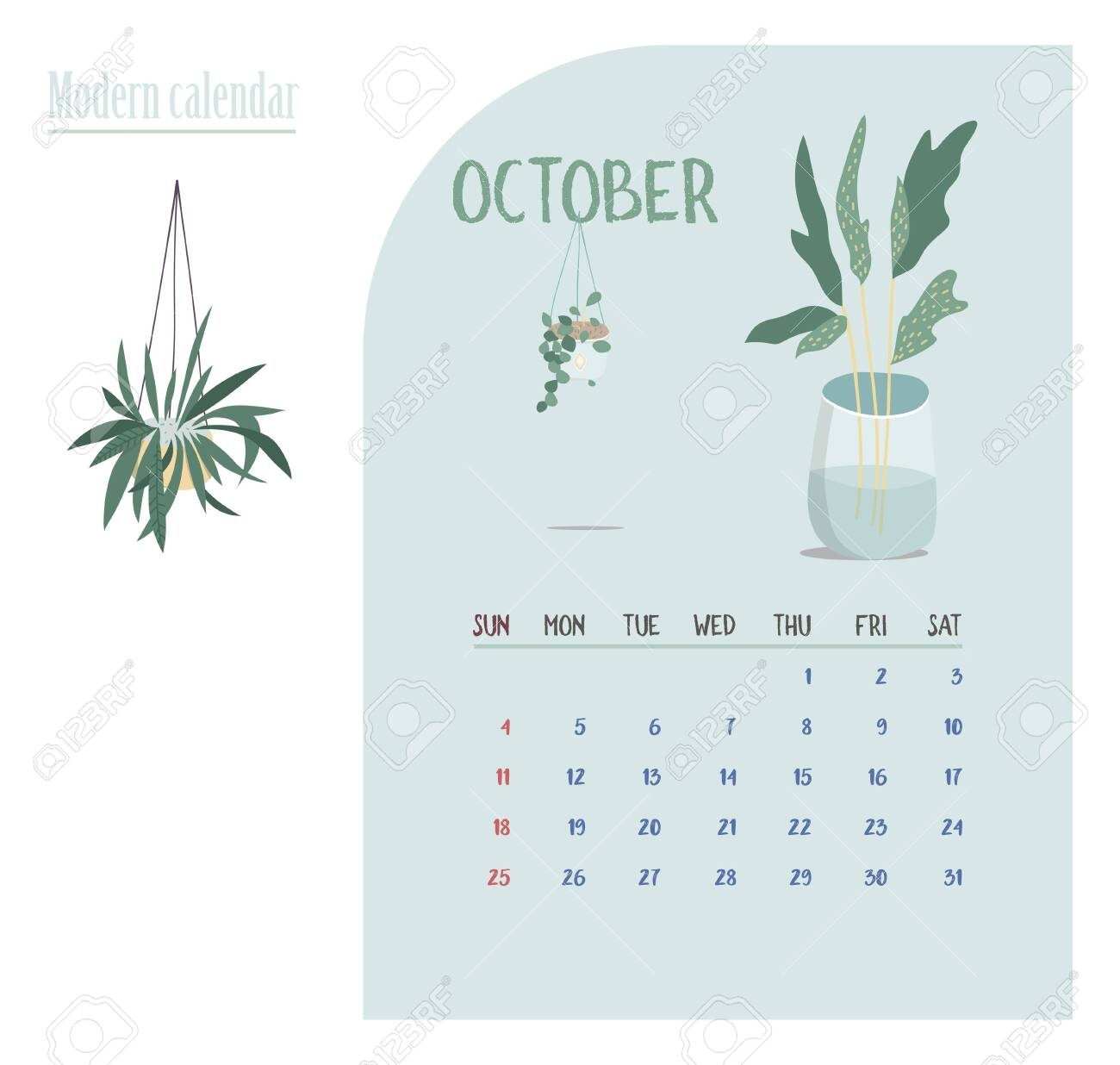 Monthly Calendar 2020. Cute Printable Creative Template With..