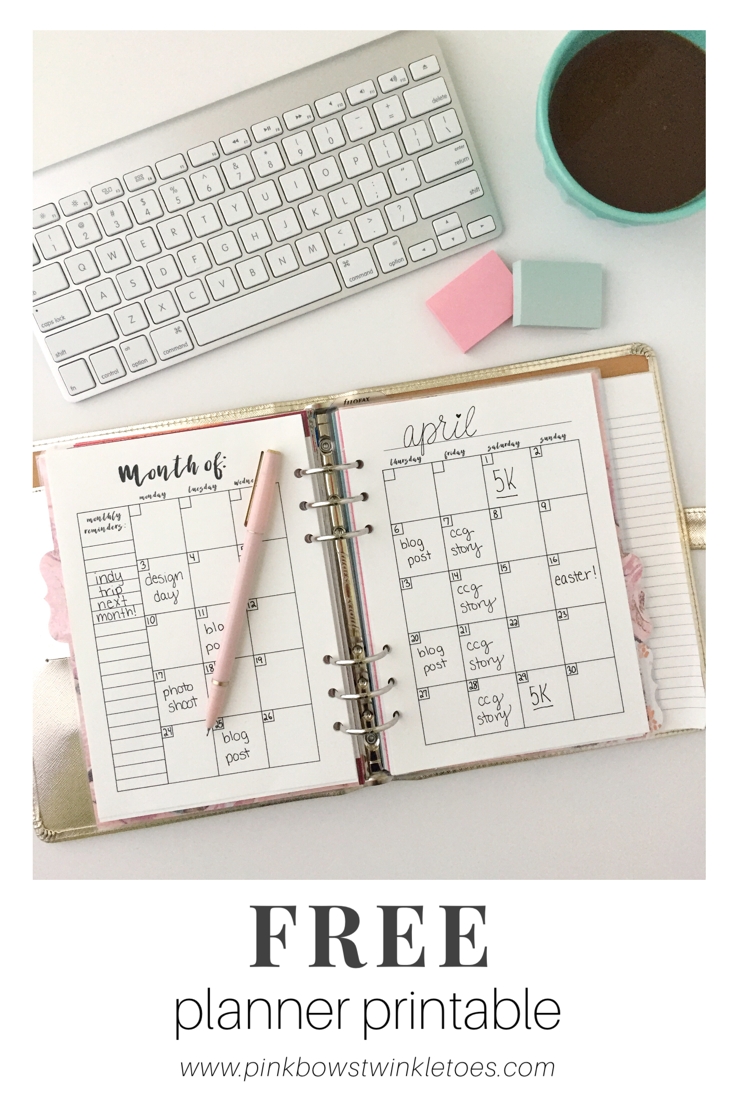 Printable Monthly Calendar For Binder