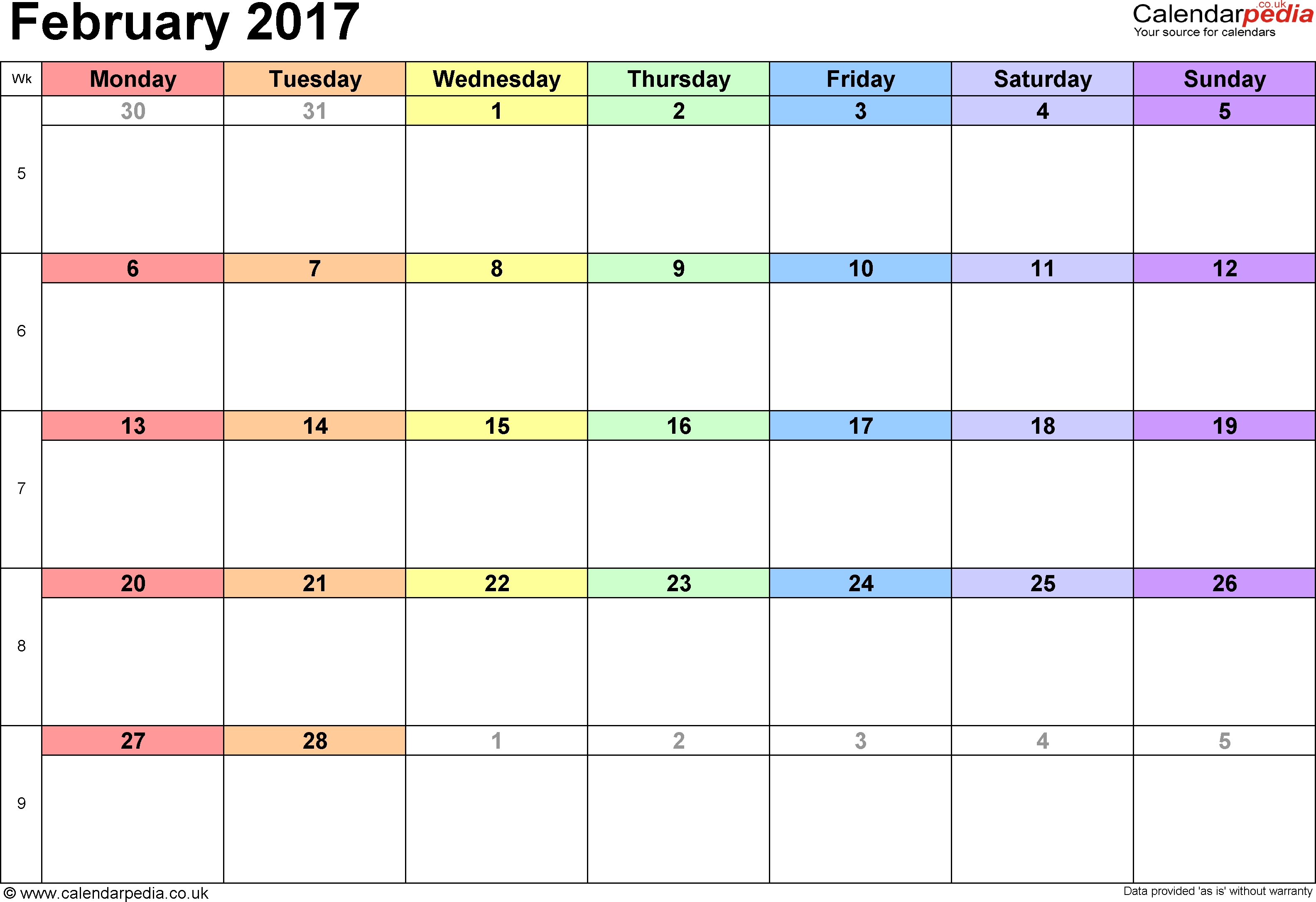 Monthly Calendar Starting With Monday | Monthly Calendar I