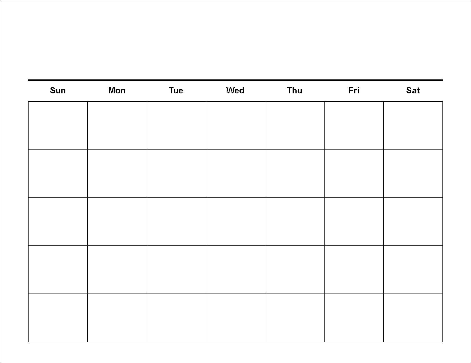 Monthly Calendar To Print Image For 5 Week Calendar Template