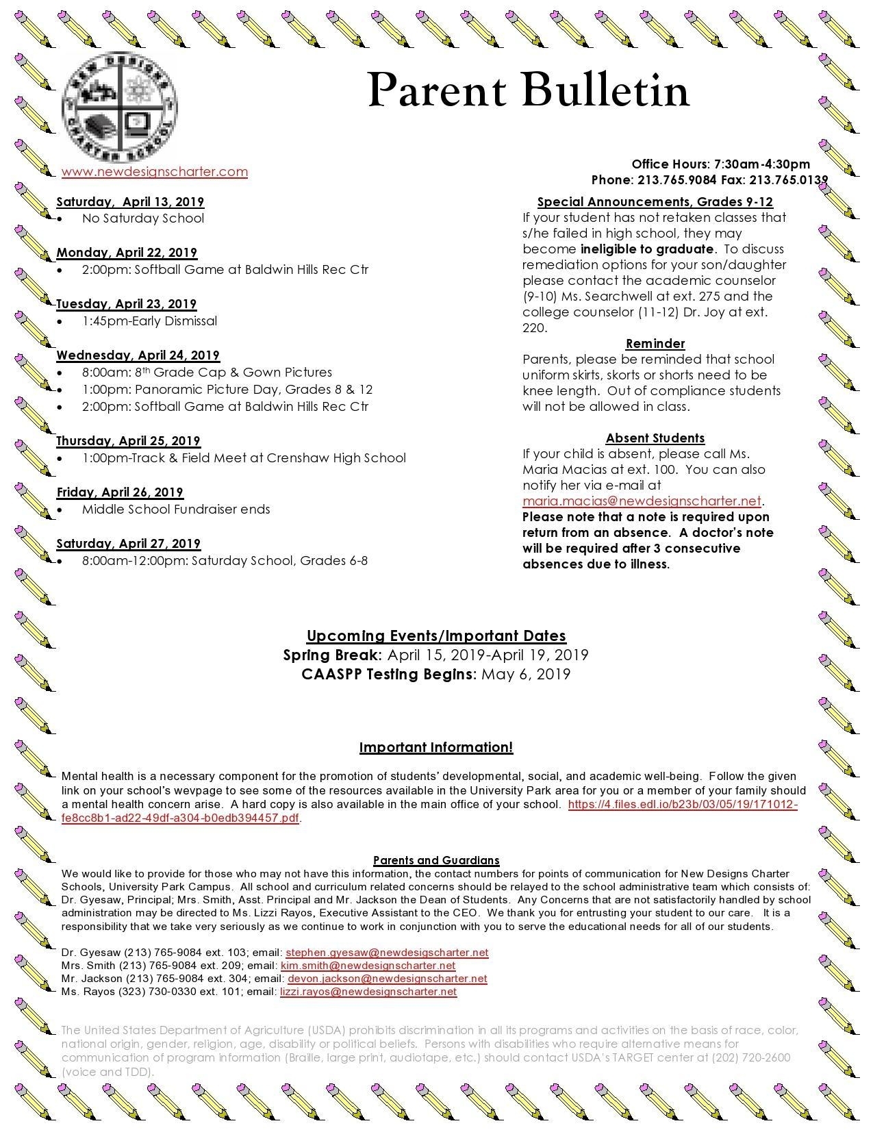 Newsletters - Schools - New Designs Charter Schools