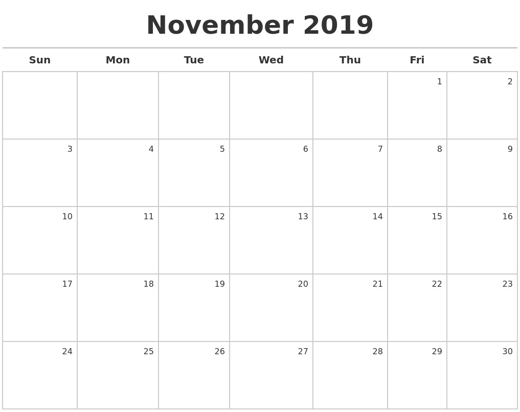 November 2019 Calendar Free Download | Calendar 2019