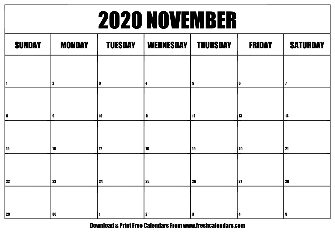 November 2020 Calendar Printable