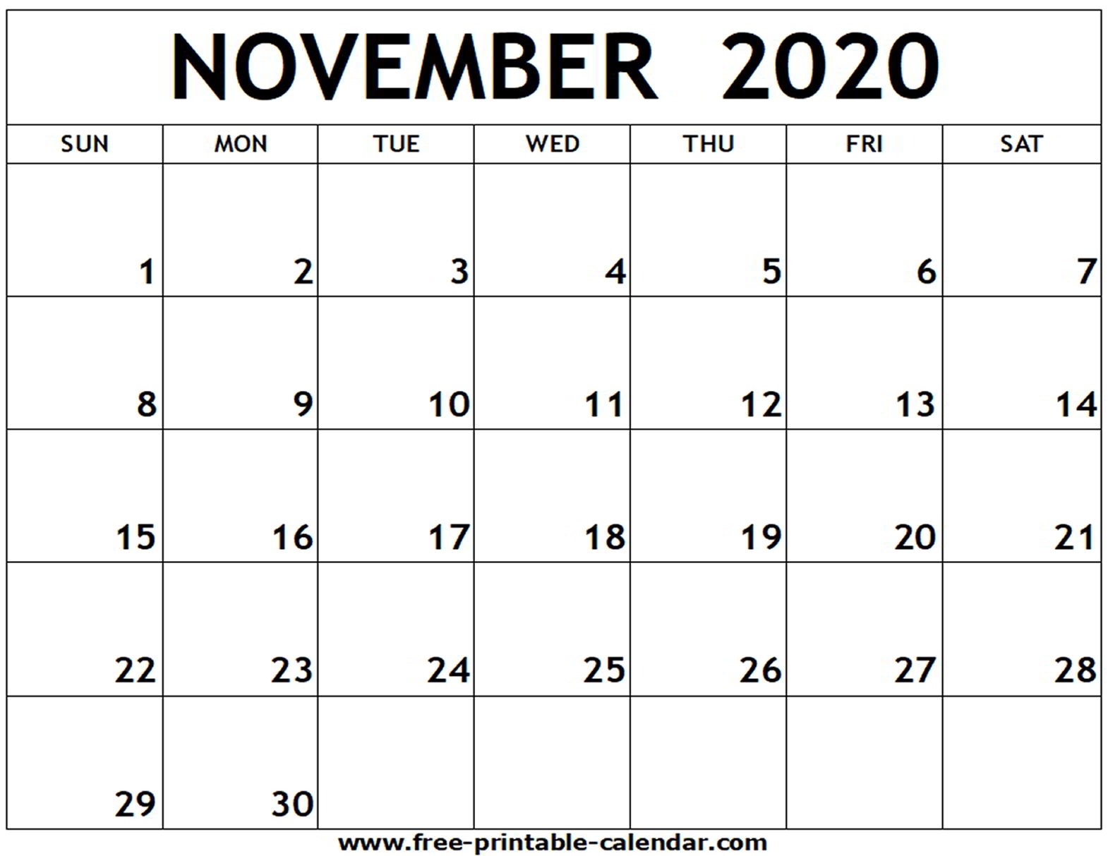 November 2020 Printable Calendar - Free-Printable-Calendar