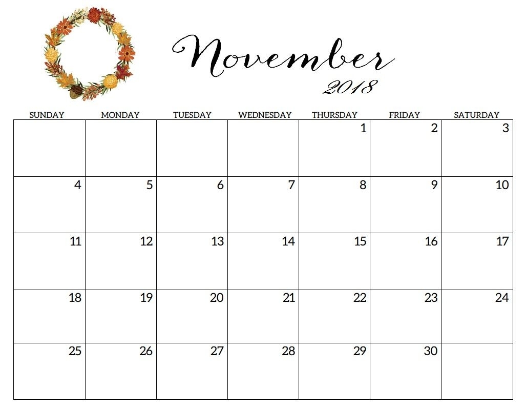 November Calendar Events 2018 Free Download #calendar