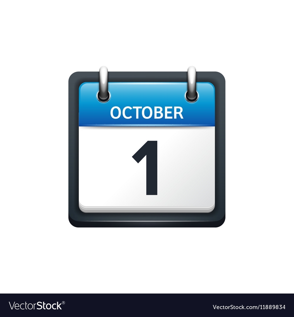 October 1 Calendar Icon Flat