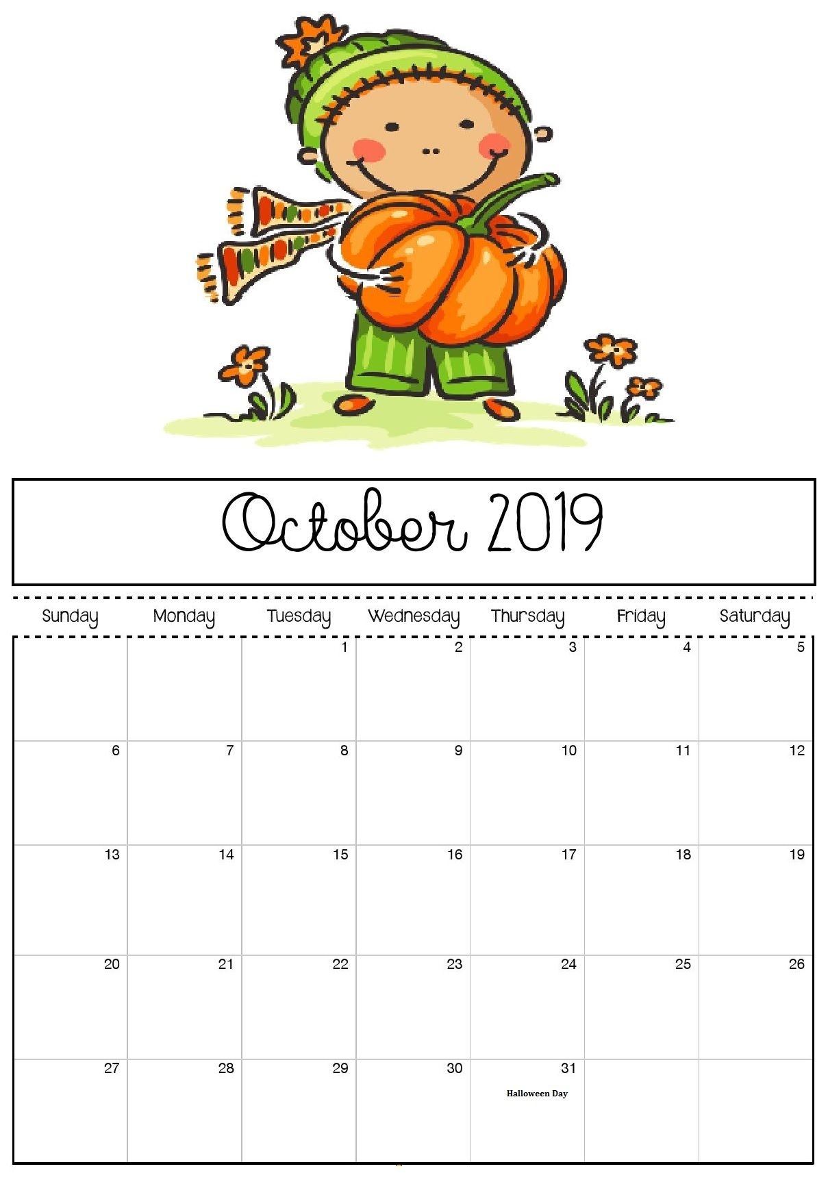 October 2019 Halloween Calendar | Kids Calendar, Print