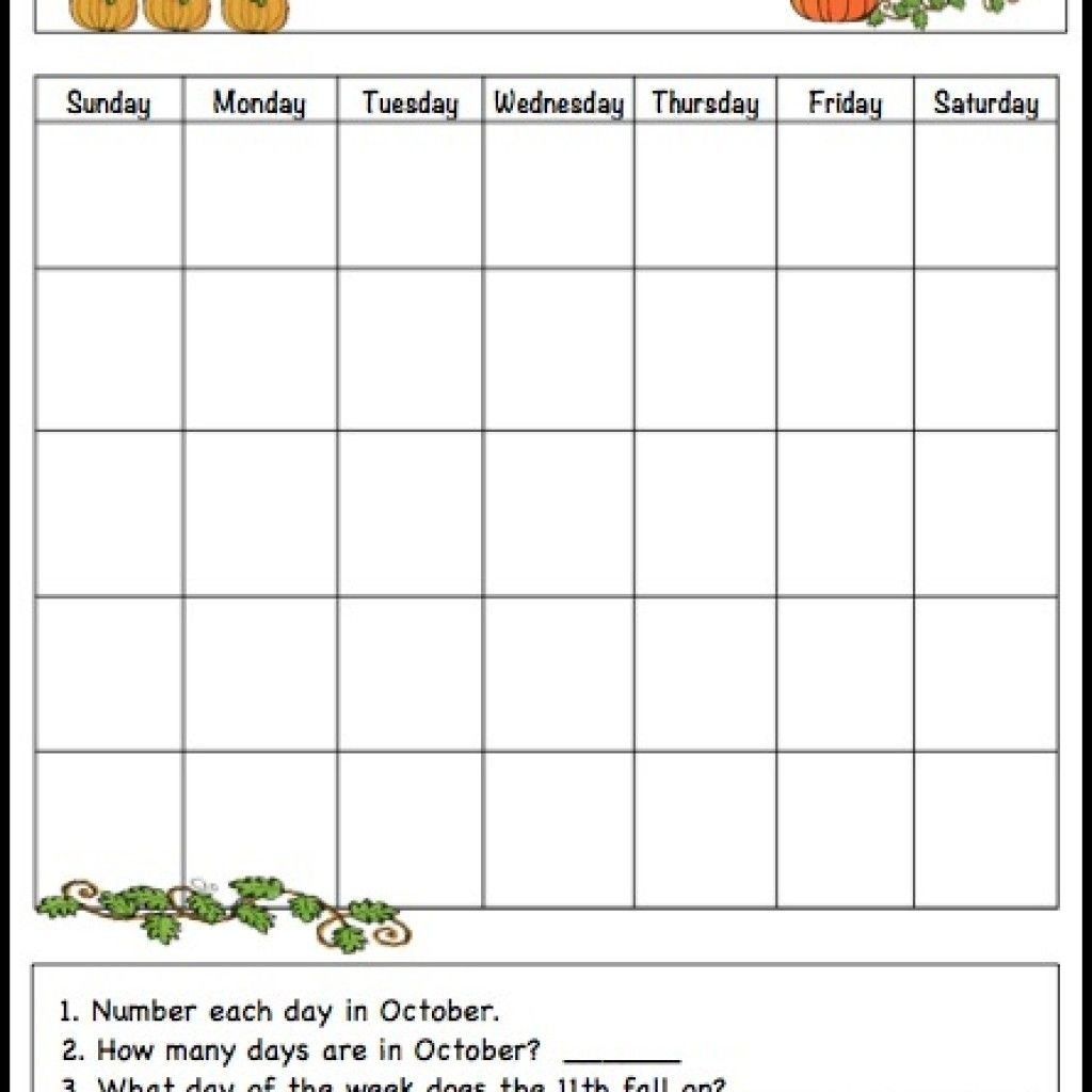 October Learning Calendar Template For Kids (Free Printable
