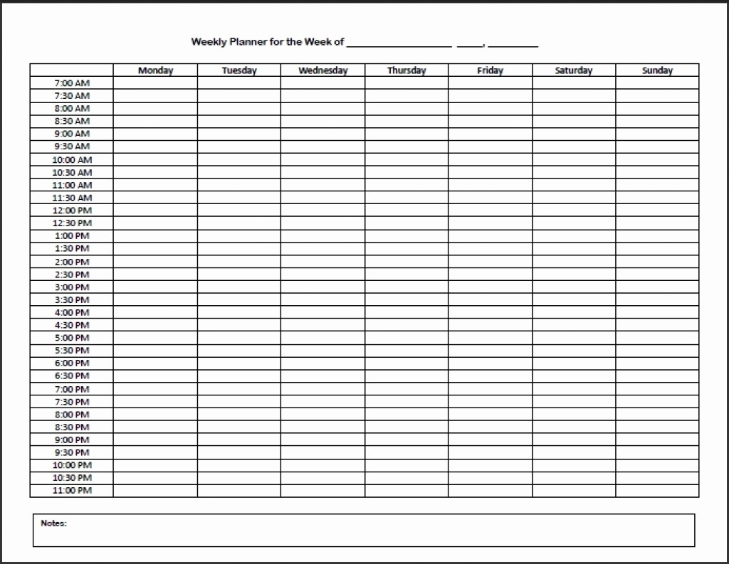 One Week Calendar With Hours Beautiful 7 Day 24 Hour