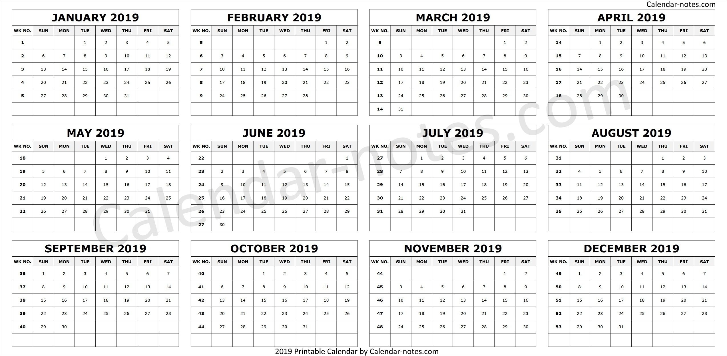 Online Calendar With Week Numbers 2019 | Free Printable Calendar