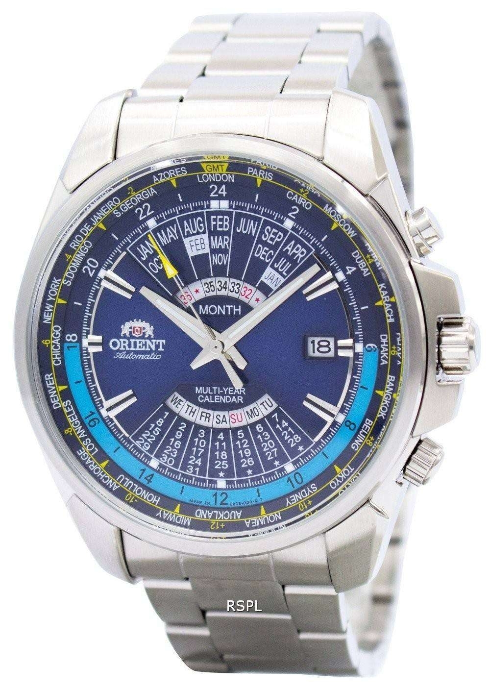 Orient Automatic Multi Year Calendar World Time Eu0B002D Mens Watch