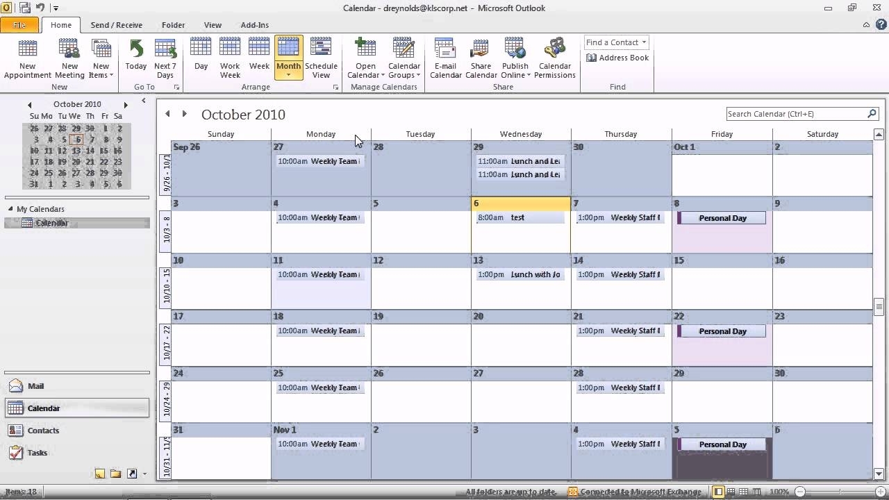 Outlook 2010 - Work With Calendar View Options