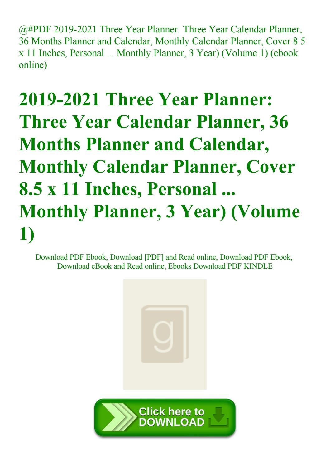 Pdf 2019-2021 Three Year Planner Three Year Calendar Planner