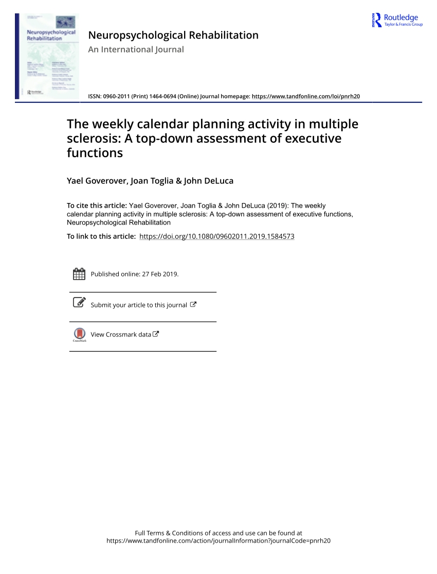 Pdf) The Weekly Calendar Planning Activity In Multiple