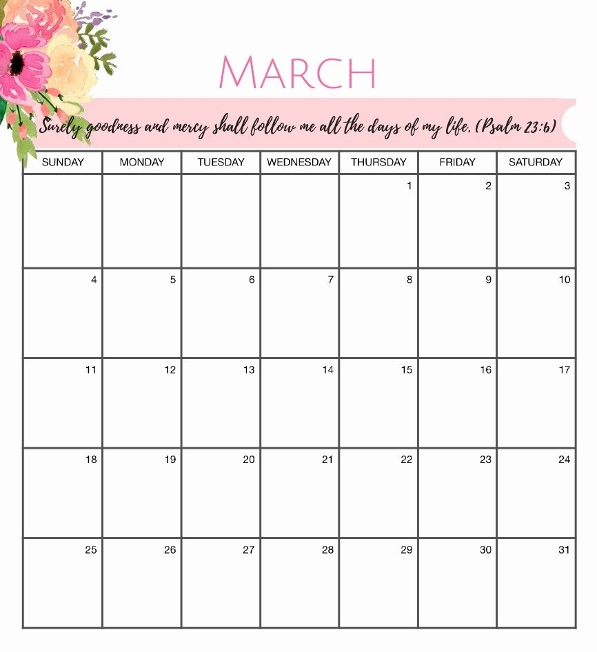 Personalized March 2019 Cute Calendar | 250+ March 2019