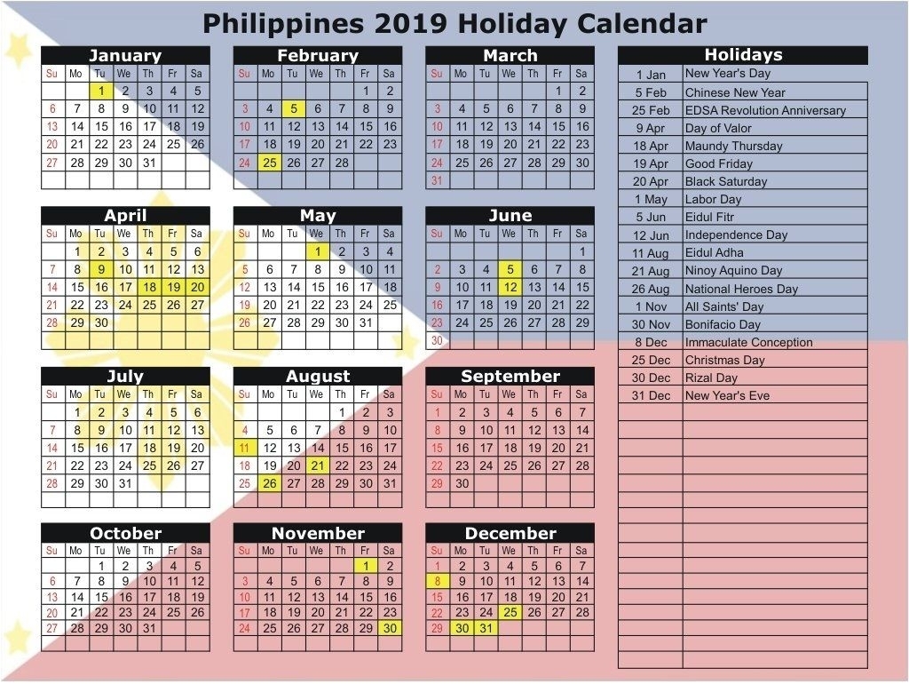 Calendar Year 2020 Philippines Month Calendar Printable