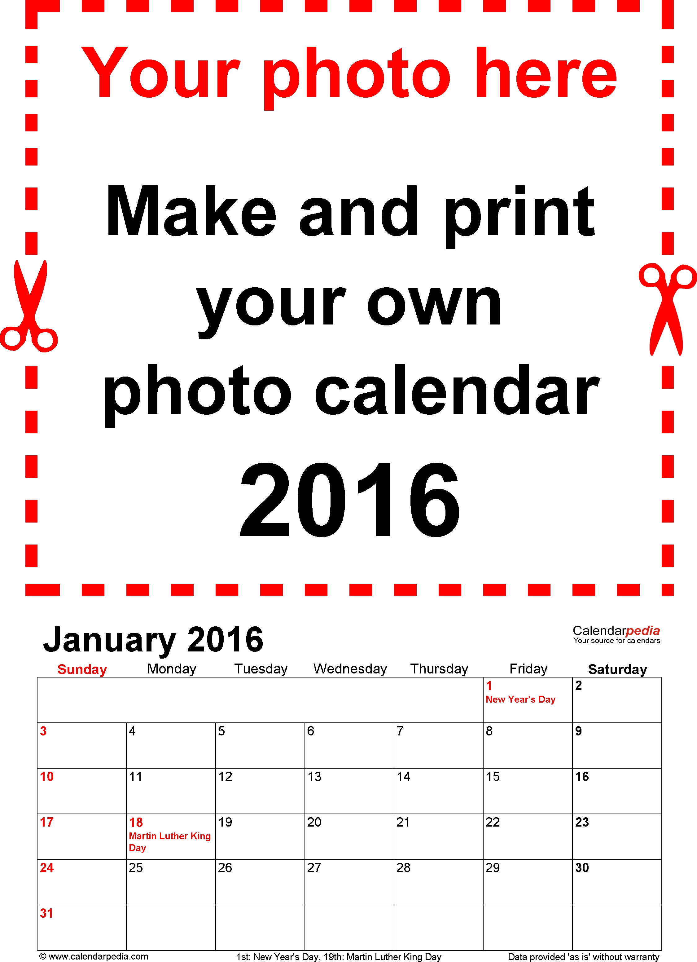 Photo Calendar 2016 - Free Printable Pdf Templates