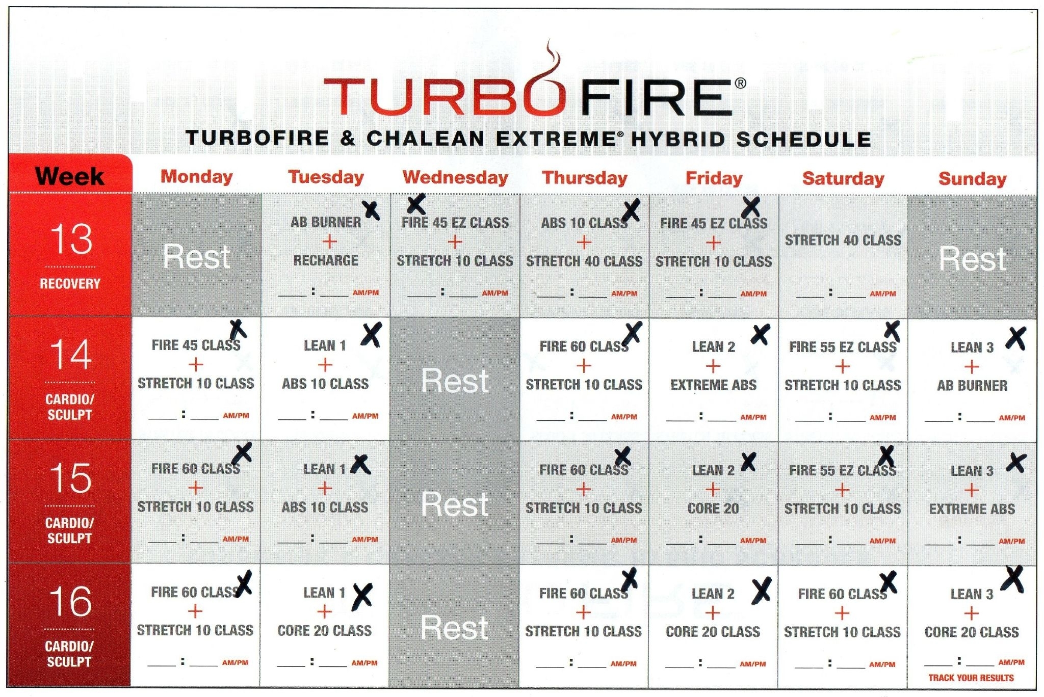 Turbo Fire Calendar Week 5 Month Calendar Printable