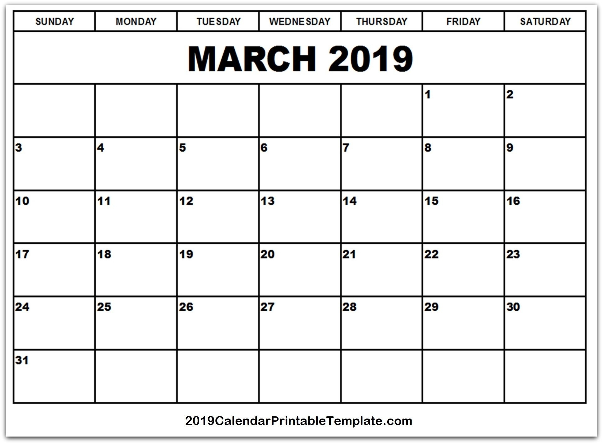 Pin2019Calendarprintabletemplate On March 2019 Calendar