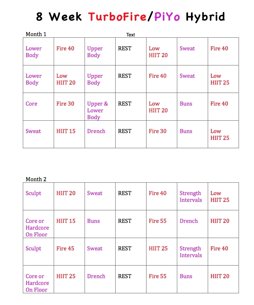 Piyo 8 Week Calendar | Igotlockedout