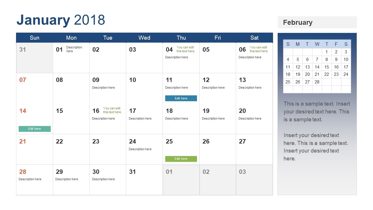 Powerpoint Calendar Template Year 2018