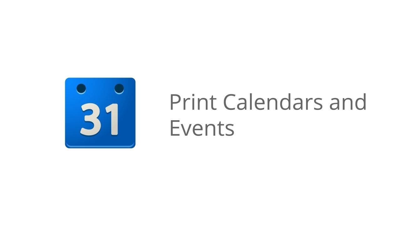 Print Calendars And Events