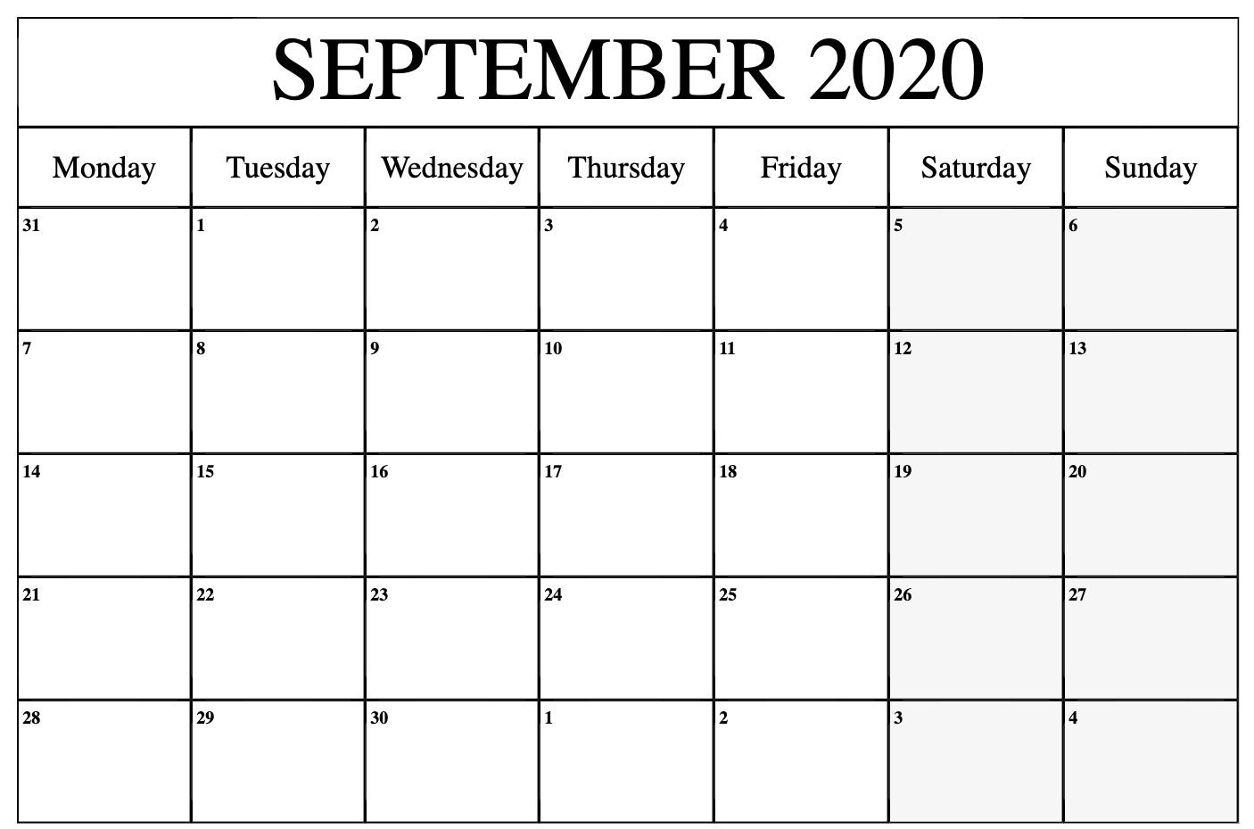 Print September 2020 Calendar To Print | September Calendars