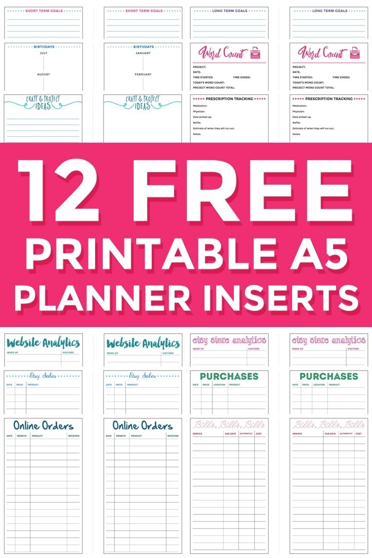 Print These Cute Free Inserts On 8.5X11 Paper. Best For A5