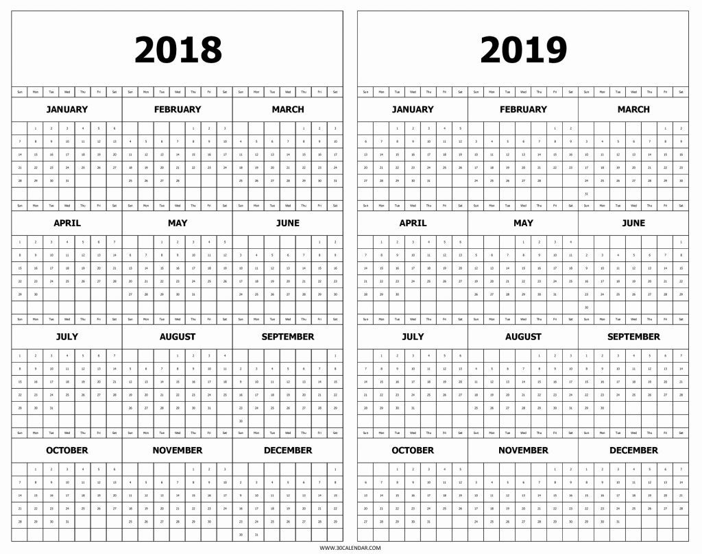 Printable 2018 2019 Calendar Calendar 2018 And 2019