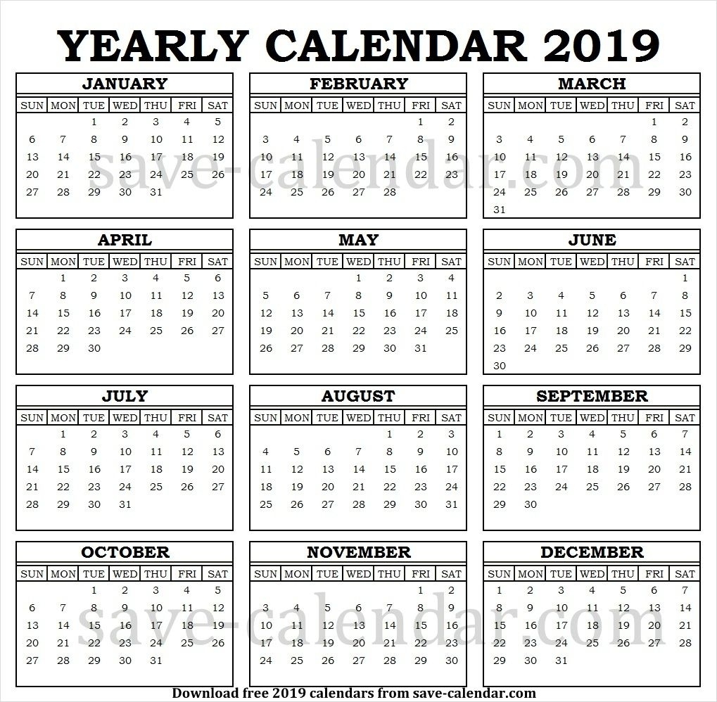 Printable 2019 Calendar Vertical List | 2019 Calendar