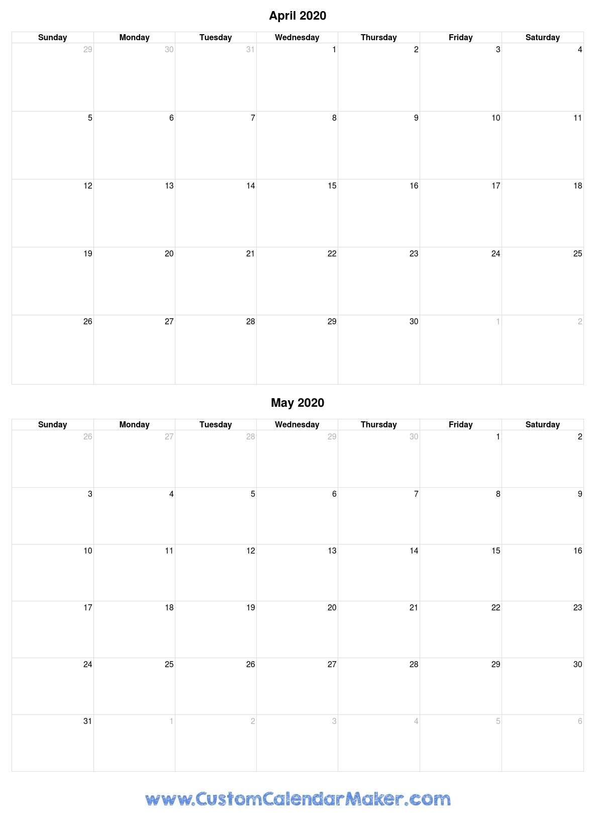 Printable 2020 Calendarsmonth, Print A Free Calendar In 2020