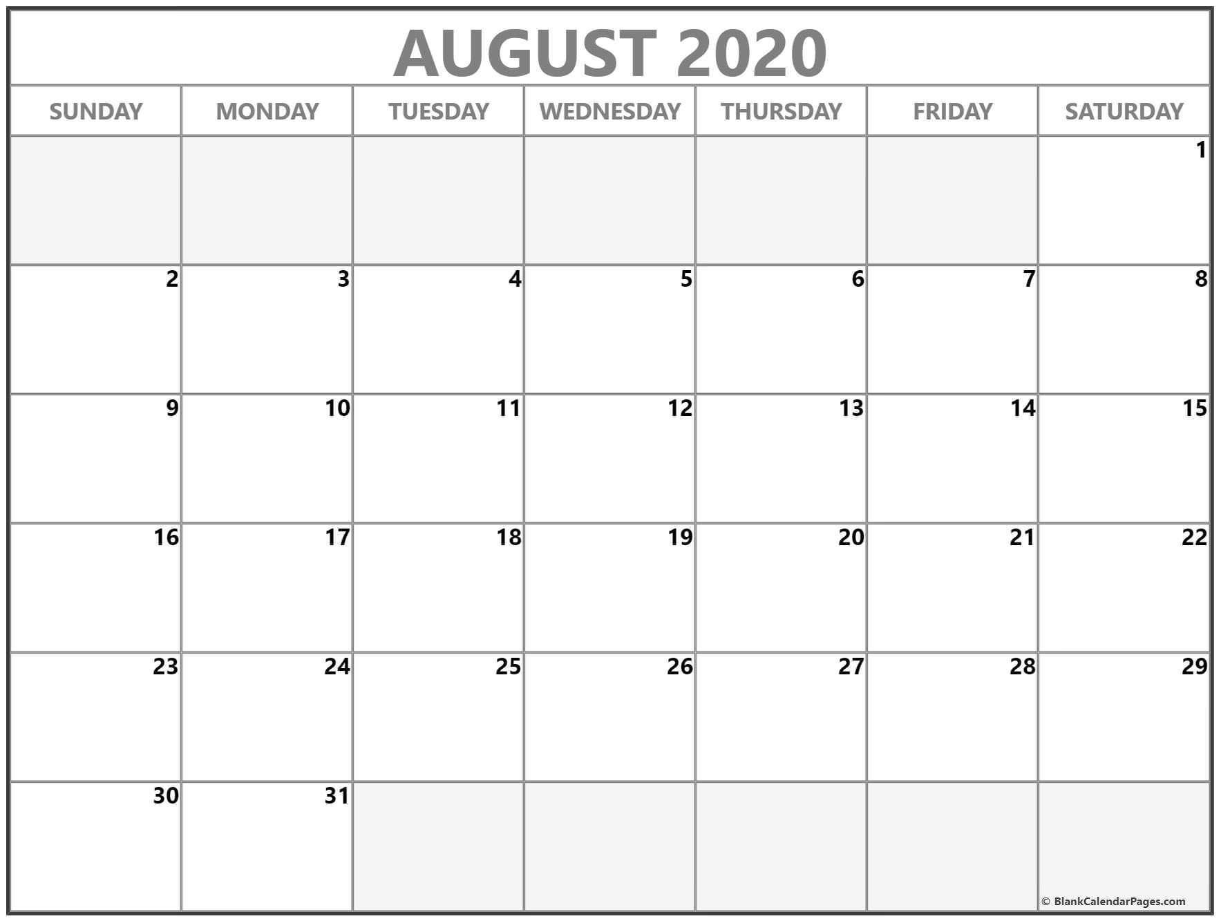 Printable 30 Day Calendar August 2020 | Gallery Of Calendar