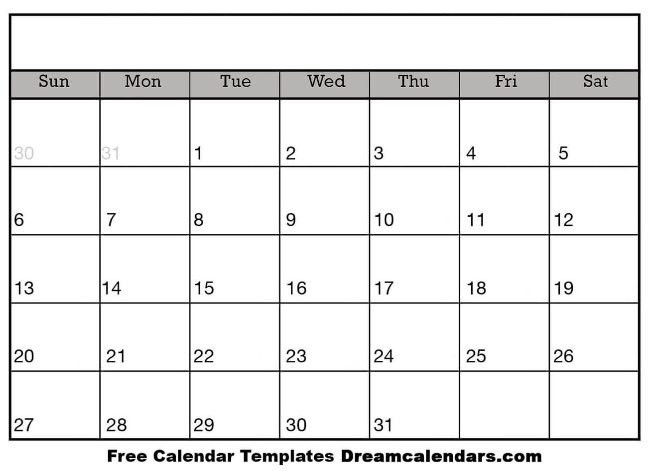 Printable Blank Calendar | Dream Calendars