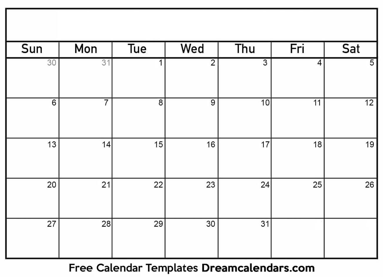 Printable Blank Calendar | Dream Calendars