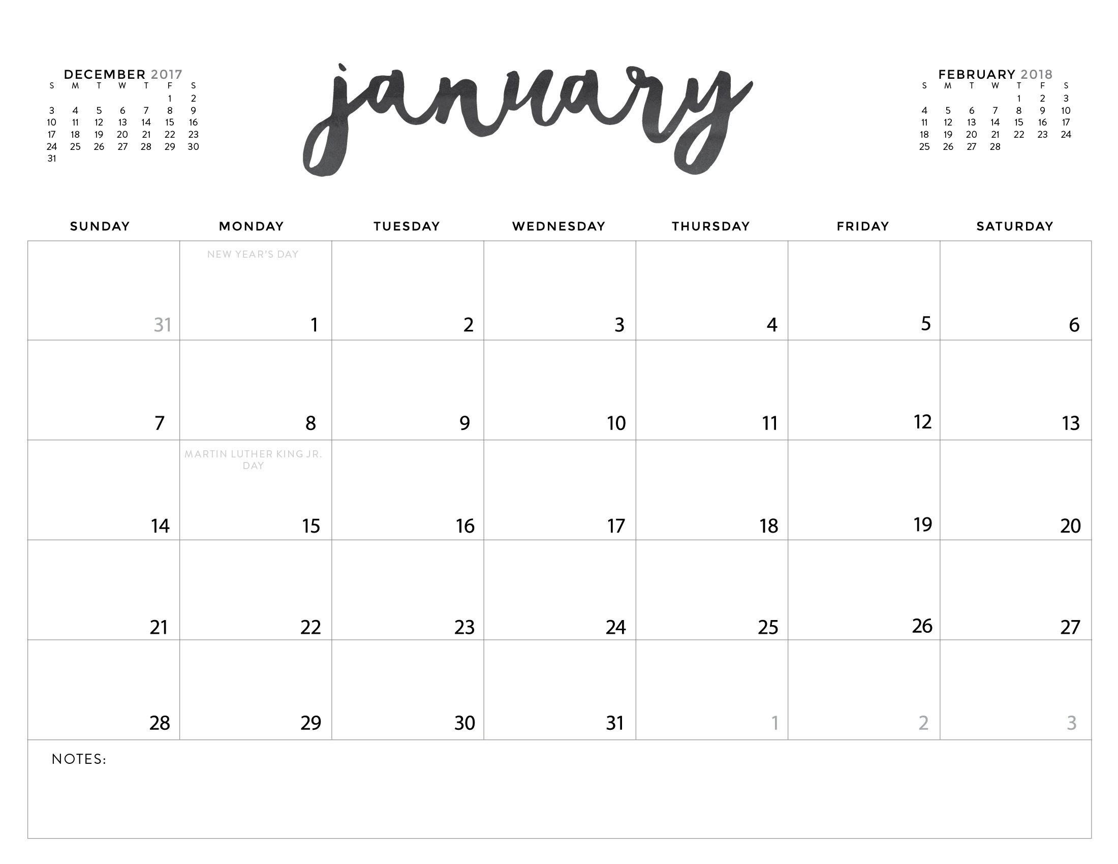 Printable Calendar 2018 Download | Printable Calendar 2020