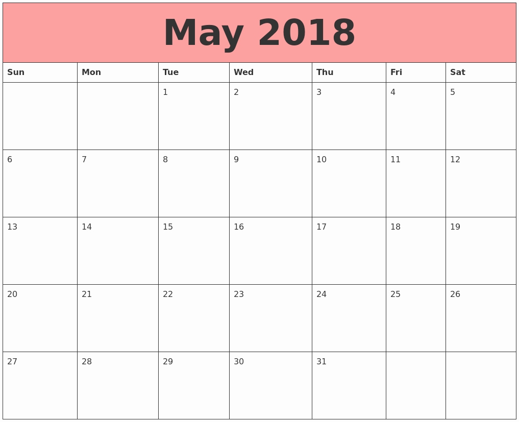 microsoft word calendar template 2018