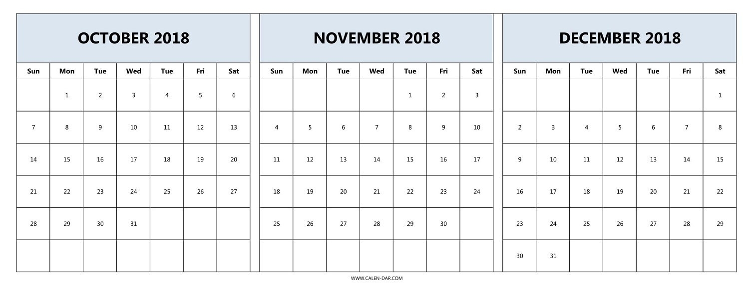 Printable Calendar 2018 November And December | Printable