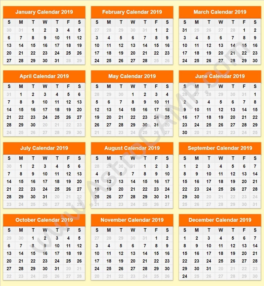 Printable Calendar 2019: Download Free Printable Calendar