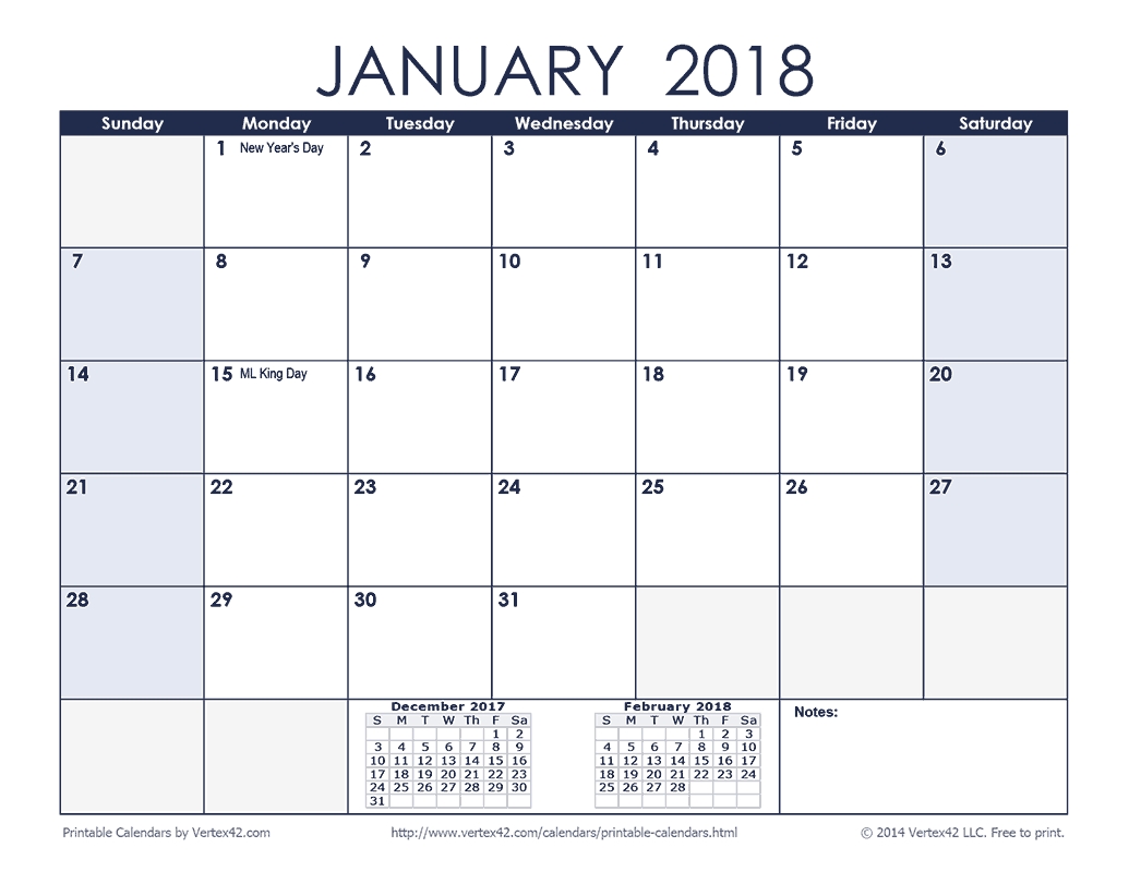 Printable Calendar 2019 Vertex42 | Printable Calendar 2020