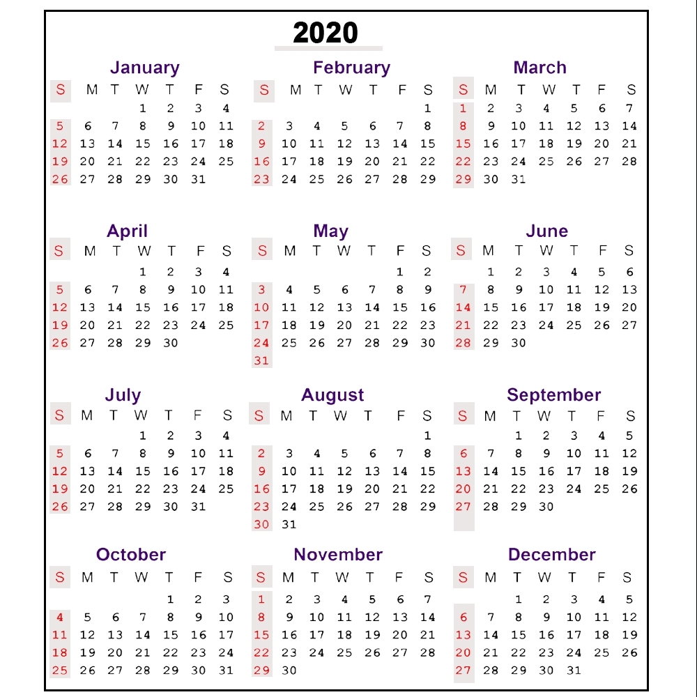 Printable Calendar 2020 With Week Numbers | Monthly