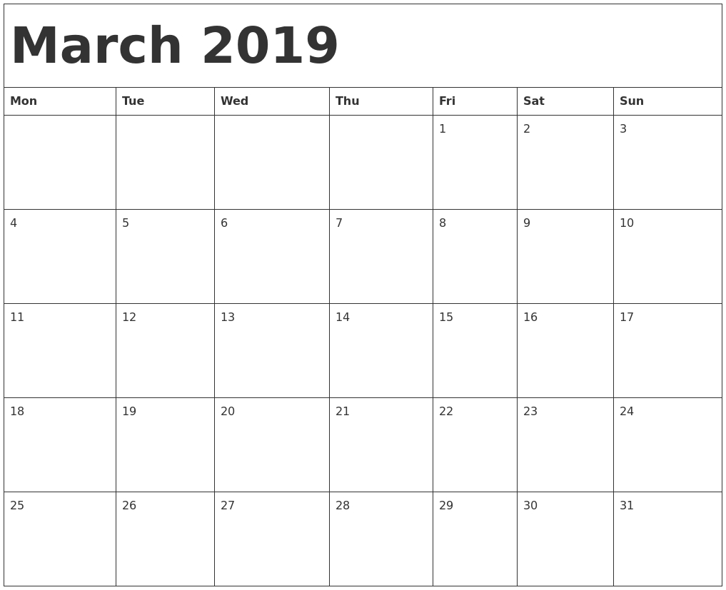 Printable Calendar Edit Online | Printable Calendar 2019