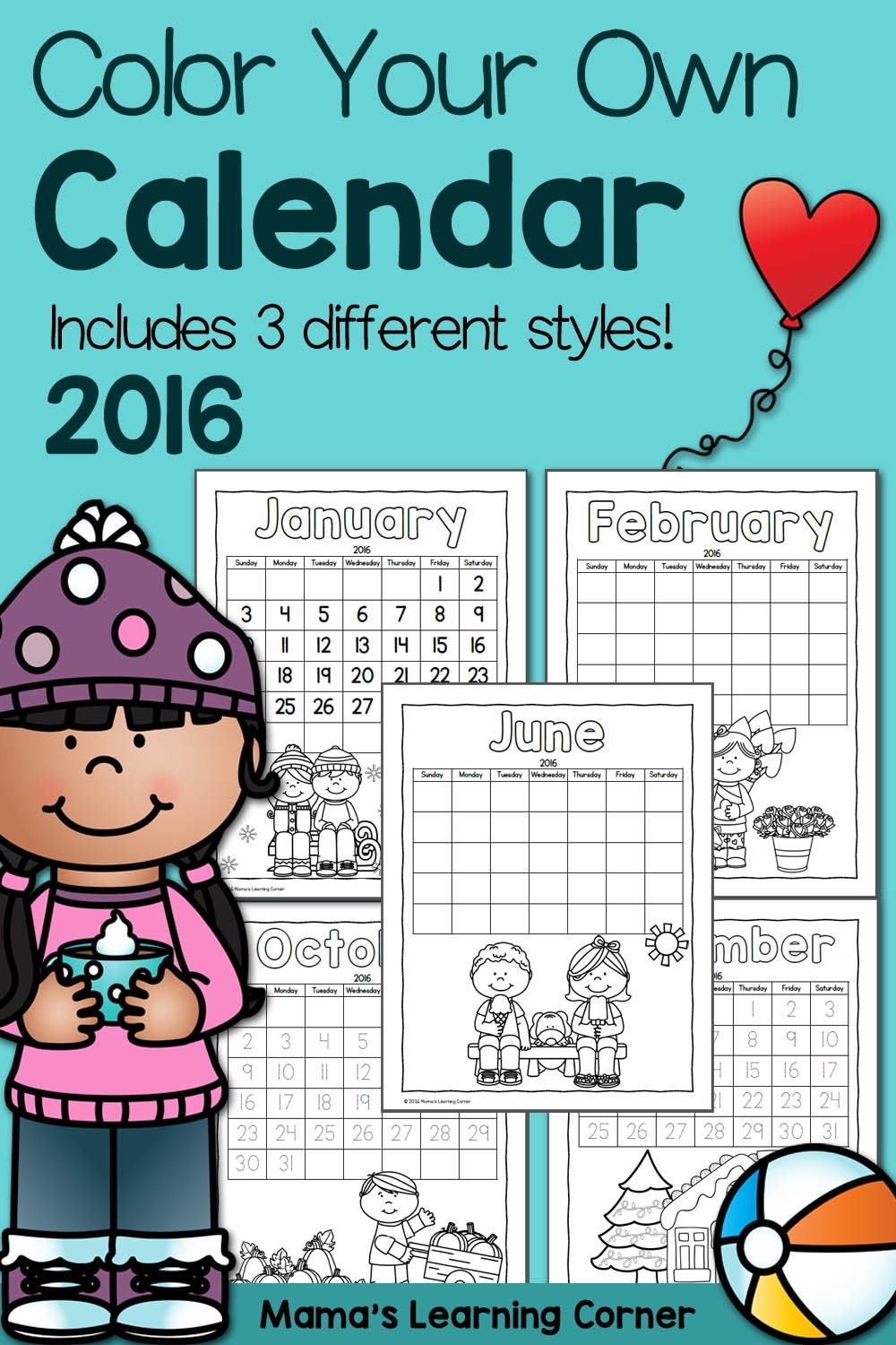 Printable Calendar For Kids 2016 - Mamas Learning Corner