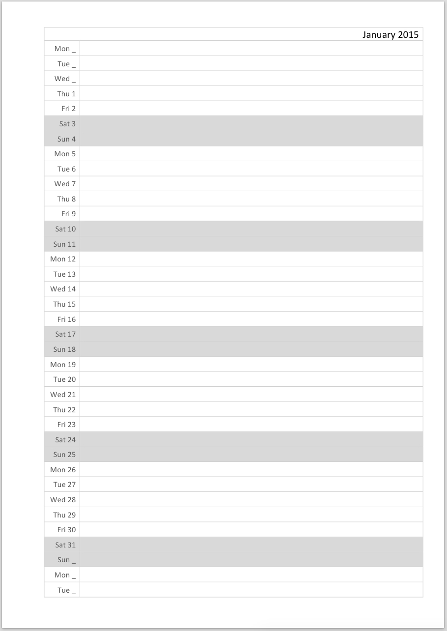 Printable Calendar List View | Printable Calendar 2020