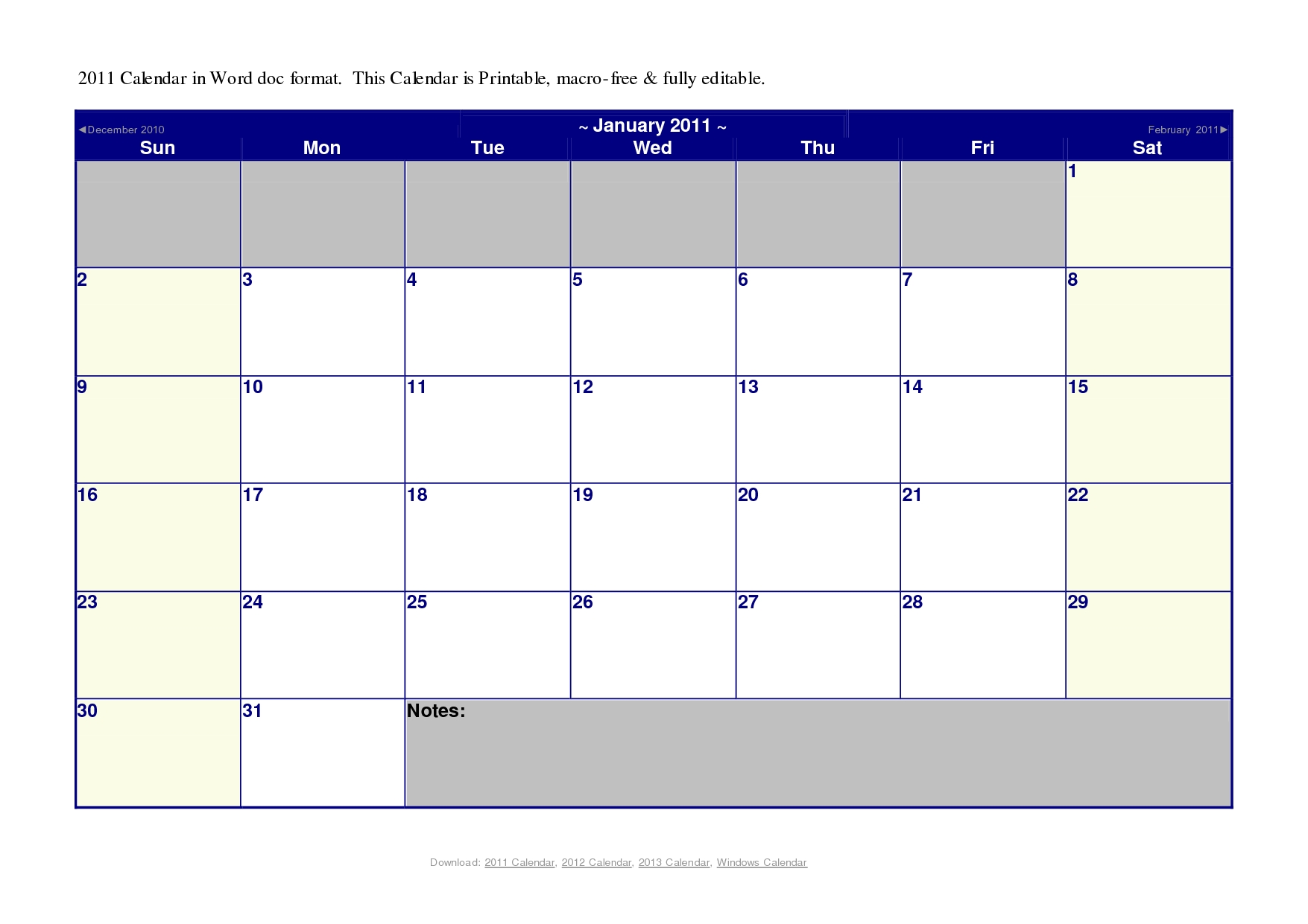 Does Word Have Printable Calendars