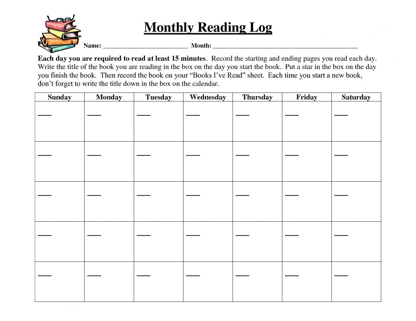 Printable Calendar Reading Logs | Printable Calendar 2020