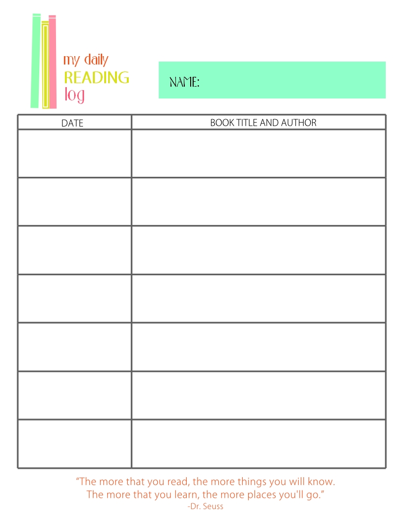 Printable Calendar Reading Logs | Printable Calendar 2020