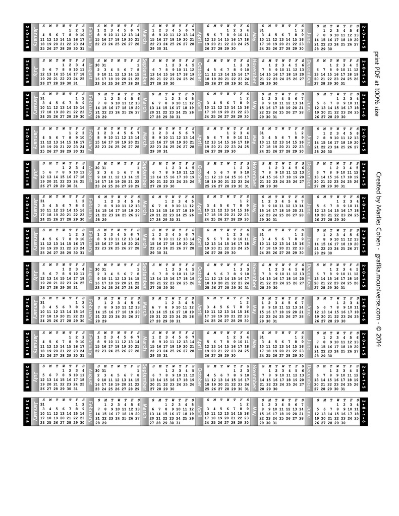 Printable Calendar Strips 2016 | Calendar Template 2019