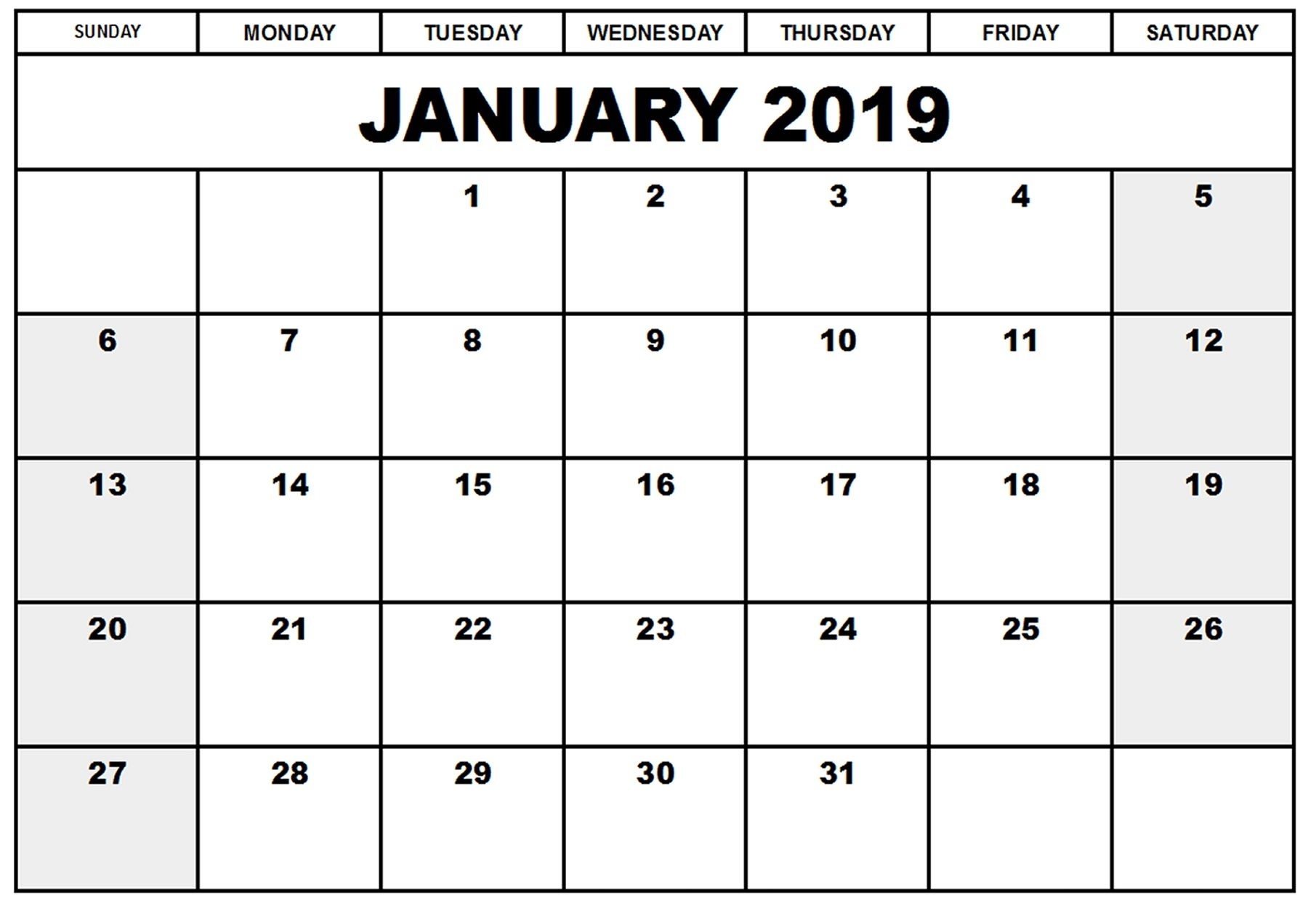 Printable Calendar With Lines To Write On 2019 | Printable