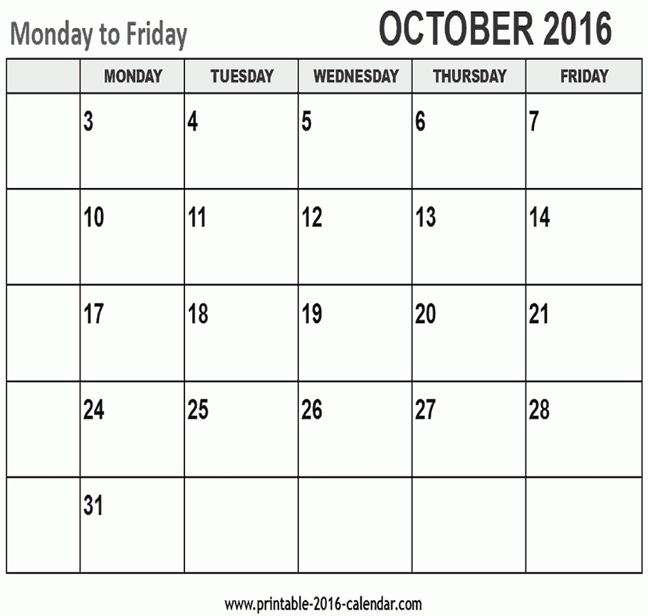 Printable Calendar Without Weekends | Printable Calendar 2019