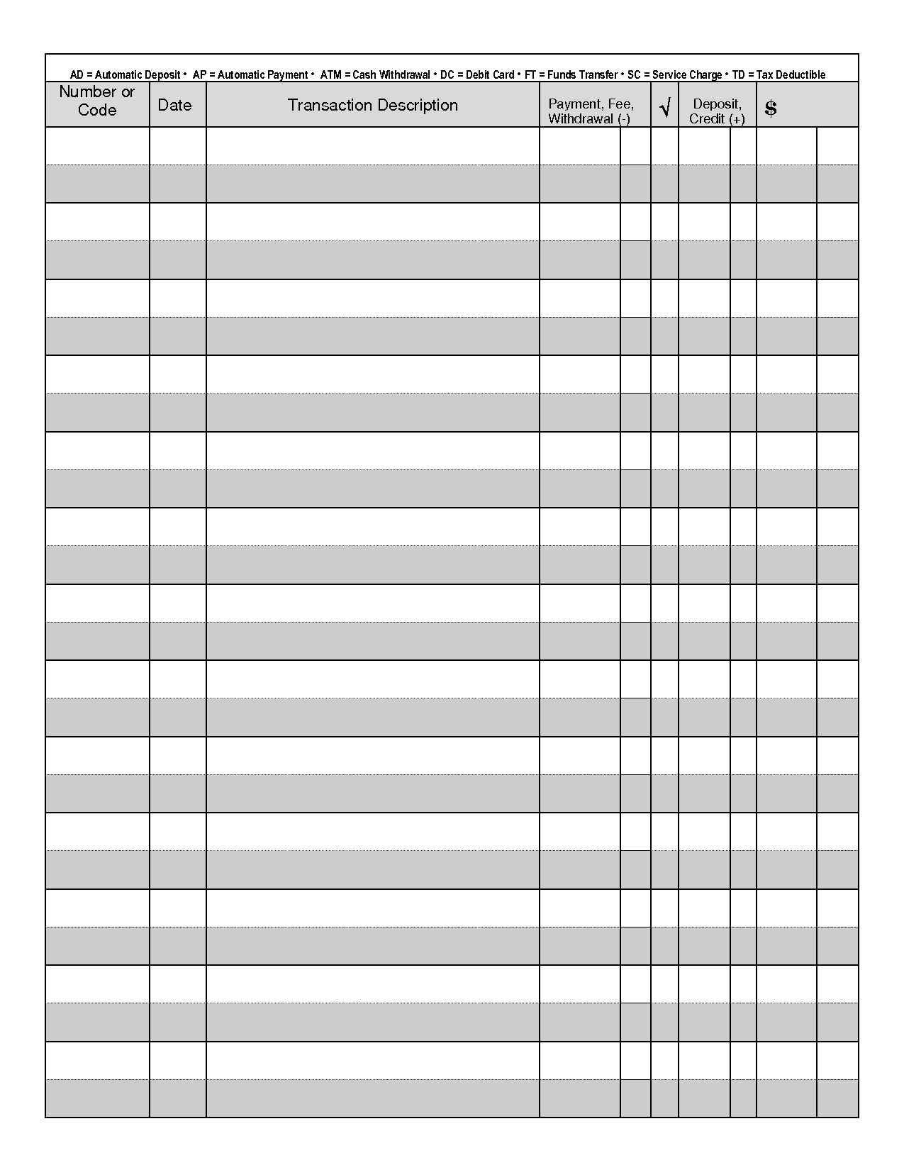 Printable Check Register - When You Are Searching For